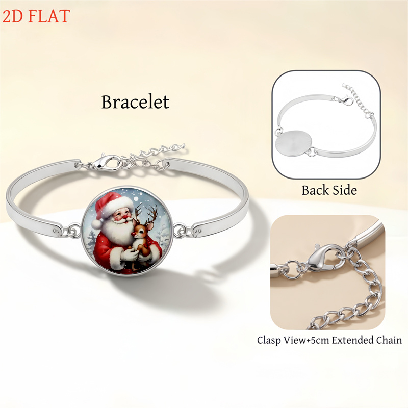 5pc Christmas Santa and Reindeer Lady Jewelry Set
